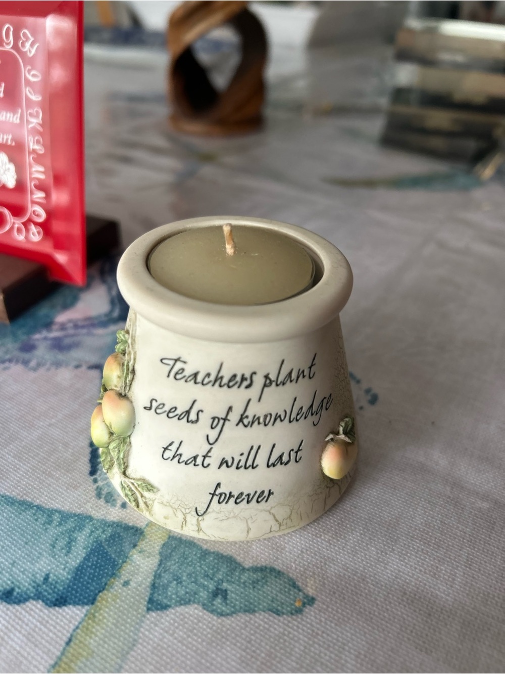 Inspirational Teacher Candle Holder - Cream